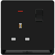 13 A ROYAL Royal 13A Single Switched Socket – Single Pole (Black / Grey)