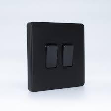 2GANG ROYAL Royal 10A 2 Gang 2 Way Plate Switch (Black / Grey)